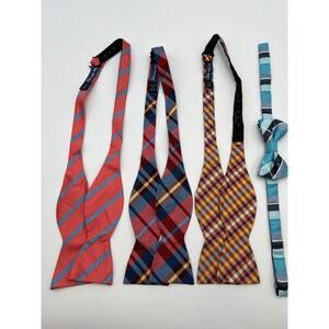 THE TIE BAR J.FERRAR Bow Tie Lot Men Silk Plaid Striped 4pc Bundle Adjustable